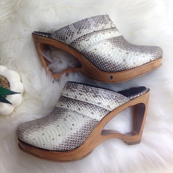 snake skin clogs